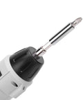 Close-up of the heavy duty cordless electric drill and driver combo kit showing the drive shaft, ideal for DIY fixes and pro jobs.
