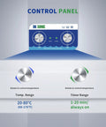 Control panel of Garage Ready 30 Liter Ultrasonic Cleaner With Heater And Timer showing temperature and timer settings.