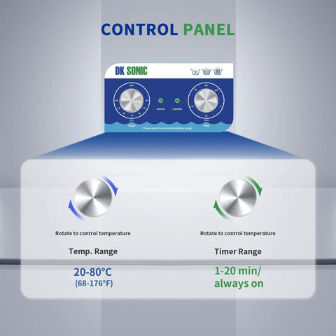 Control panel of Garage Ready 30 Liter Ultrasonic Cleaner With Heater And Timer showing temperature and timer settings.