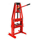 Rock Solid 6 Ton Hydraulic Shop Press With Plates Garage Workhorse for auto repair, strong red steel frame, 5.12 inch stroke.