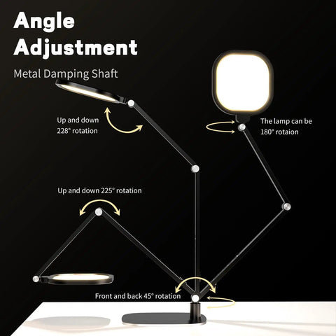 LED Desk Lamp With Eye Care Diffused Light, 3 Color Temperatures And 10 Brightness Levels, Dimmable Office Lamp With Metal Swing Arm