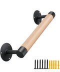 Wall Mount Premium Wooden Handrail For Indoor Stairs Built Tough With Heavy Duty Steel Brackets And Smooth Beech Wood Grip for secure grip.