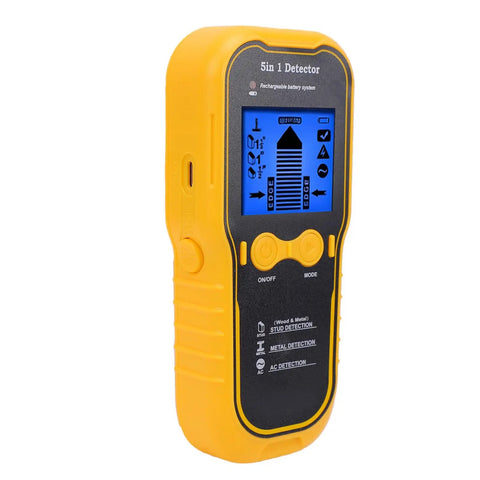 banapoy 5 in 1 Wall Detector, Handheld Stud Finder with High Sensitivity Sensor, showing display and control buttons.