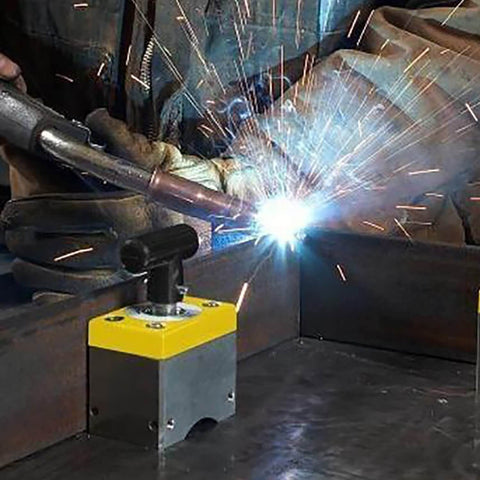 Magnetic Welding Square Base Clamp Holder With On Off Capabilities And Beefy 400 Pound Holding Force during welding.