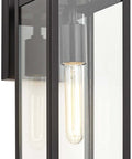 Dope Mystic Black Outdoor Wall Light With Clear Glass Panel, 14 1/4 Inch Tall, 7 Inch Projection, backplate 7x5 inches