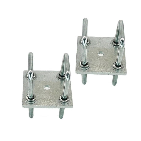 Beefy Square U-Bolt Kit For 2x2 Boat Trailer Axles, Heavy Duty Leaf Spring U Bolts, 4.75 Inch Long, 2 Pack, showing two U-bolts with plates