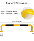 U Shaped Steel Pipe Wheel Stop With Anti Collision Round Parking Post In Visibility Yellow And Black Floor Mounted Bolt Fixed Installation Tough
