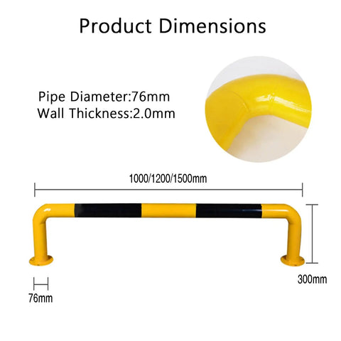 U Shaped Steel Pipe Wheel Stop With Anti Collision Round Parking Post In Visibility Yellow And Black Floor Mounted Bolt Fixed Installation Tough