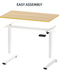 One Piece Standing Desk With Electric Height Adjustment For Sit Stand Comfort, 40 By 24 Inches, Seamless Maple Desktop On White Frame