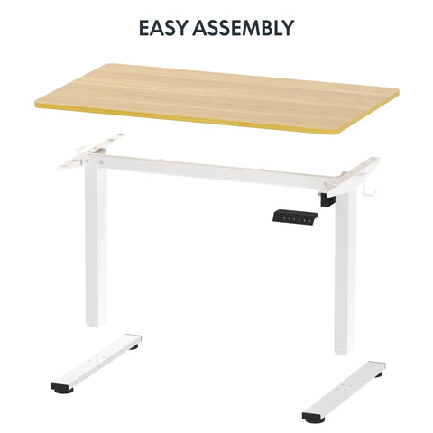 One Piece Standing Desk With Electric Height Adjustment For Sit Stand Comfort, 40 By 24 Inches, Seamless Maple Desktop On White Frame