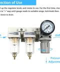 Dual Air Filter And Regulator Combo With Water And Oil Trap Separator And Drying System Pressure Gauge 0 To 150 Psi shown in use
