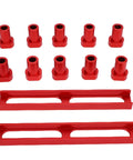 Three Quarter Inch Aluminum Bench Dog Set For 19mm MFT Table Holes With Non Slip Pad And Positioning Block, top view