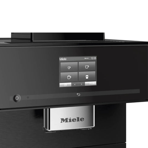 Hassle Free Fully Automatic Coffee And Espresso Maker With Built In Milk Frother, Quiet Grinder, One Touch Brewing, Programmable Daily Timer, Top Shelf Kitchen Essential control panel with touch screen.