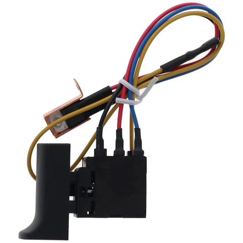 Top Shelf Trigger Switch Replaces 1609730099 And 4870595001 For 13 Amp Reciprocating Saw Restoration showing black plastic housing and wires.