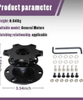 Pro Built 6 Hole Quick Release Steering Wheel Hub Adapter With Snap Off Boss Plate And Anti Theft Heightening Plate For Track Rides And Custom Street Mods In Satin Black, showing dimensions and fittings.