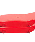 Beefy Foldable Steel Wheel Chocks Pair, Heavy Duty Red Tire Stops, stacked compact for easy carrying and storage
