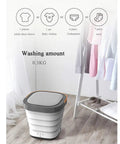 Portable Foldable Washing Machine Mini Washer Game Changer showing 0.3kg capacity, perfect for laundry in small spaces.