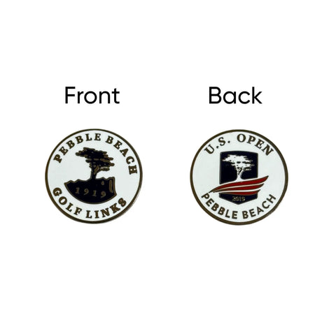 Pebble Beach Commemorative Golf Ball Marker With Magnetic Coin showing front and back design with 1919 and U.S. Open logos.