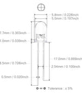 Diagram of 100 Pcs 5mm Red LED Diodes Set For Electronics Projects Clear Round Transparent Housing DC 2V 20mA