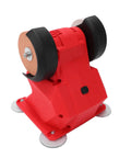 No Nonsense Cordless Bench Grinder Packing 5500 RPM And 70mm Dual Wheels, compact red bench grinder with dual wheels.