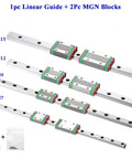 Pro Grade Miniature Linear Rail Set MGN15 L 550mm To 1000mm With Two MGN15H Guide Blocks for CNC projects and machines