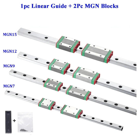 Pro Grade Miniature Linear Rail Set MGN15 L 550mm To 1000mm With Two MGN15H Guide Blocks for CNC projects and machines