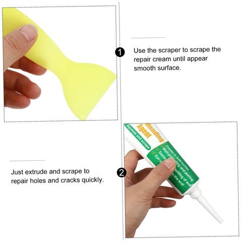 Two Pack Wall Mending Repair Kit With Scraper And Quick Drywall Paste For Cracks, Holes, Gaps, Graffiti Fixes, Self Adhesive Patch Cream, Easy Fast Repair For Damaged Walls