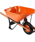 One Wheel Dump Cart For Garden And Yard, 6 Cu Ft Capacity, 330 Lb Load, Built Tough Wheelbarrow with Metal Handle, Orange Tray