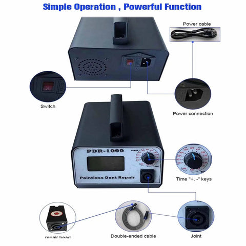 Diagram of Powerful 1000W Paintless Dent Repair Tool With Magnetic Induction Fast Car Dent Removal 110V Auto Body Machine.