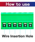 Front view of 3.5mm Pitch Phoenix PCB Screw Terminal Block Connector Pack of 5, showing wire insertion holes numbered 1 to 6.