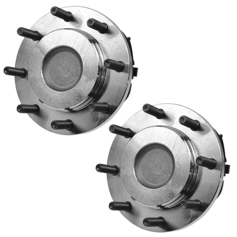 Beefy Front Wheel Bearing And Hub Assembly Pair For Ford Super Duty 2WD Replacement Kit Driver And Passenger Sides. Front View.