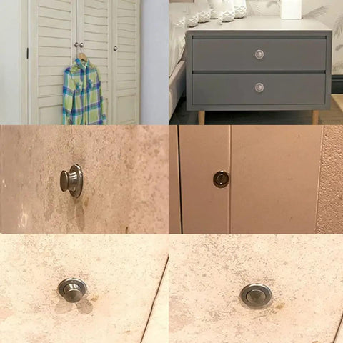 Embedded Retractable Spring Cabinet Knobs Set Zinc Alloy Hidden Drawer Pulls 4 Pack Brushed Finish For Cabinets Installed