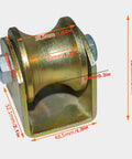 U Groove Rigid Track Wheel With Bracket For Sliding Gates And Barn Doors showing dimensions in millimeters and inches