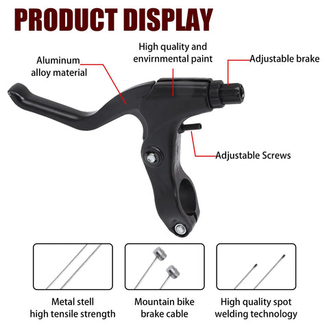 All In One V Brake Set For Mountain Bikes With Front And Rear Calipers, black brake lever, adjustable brake and screws