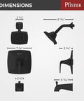 Dimensions of Tub And Shower Trim Kit With Valve And Cartridge, Single Handle, 3 Function Shower Head, Tub Spout, Slick Matte Black