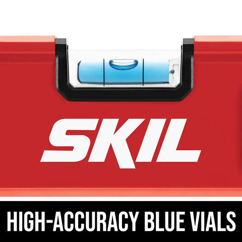 Close-up of high-accuracy blue vials on 12 Inch Digital Level With Backlit LCD, High Accuracy Blue Vials For Vertical And Horizontal Readings