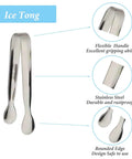 Six Piece Mini Ice Tongs Set 4.25 Inch Stainless Steel Tiny Serving Tongs with flexible handle and rustproof design