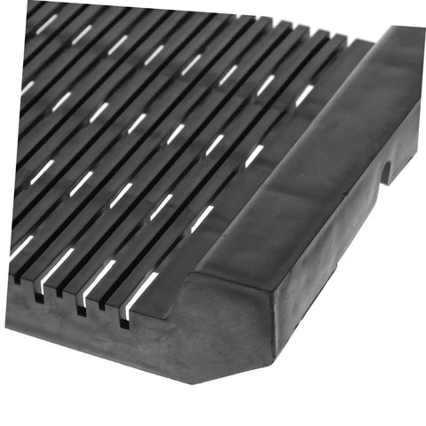 Close-up of Anti Static Circuit Board Storage Rack And PCB Holder Stand for Safe Electronics Protection, showing black slotted design.