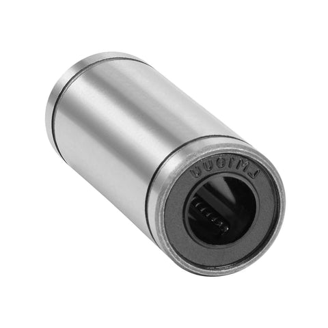 LM10LUU linear bearings set showing one bearing, 10mm bore, 19mm OD, 55mm length for CNC machines and 3D printers, 45# steel.