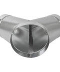 Front view of 8 Inch To 6 Inch Y Shape Duct Splitter With Two 45 Degree Branches Galvanized Steel 3 Way Dust Collection Fitting