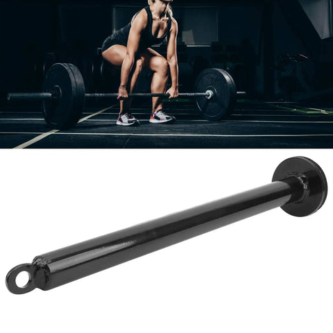 Heavy-Duty Barbell Loading Pin For DIY Gym 250 Lb Capacity 12.6 Inch Steel Rod shown on a gym floor with barbell setup