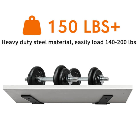 Beefy 10 Inch Floating Shelf Brackets Set, Heavy Duty Black Metal L Brackets For Wall Shelves, Industrial Style, Rock Solid Support Up To 180 Lb, DIY Friendly With Hardware, 6 Pack