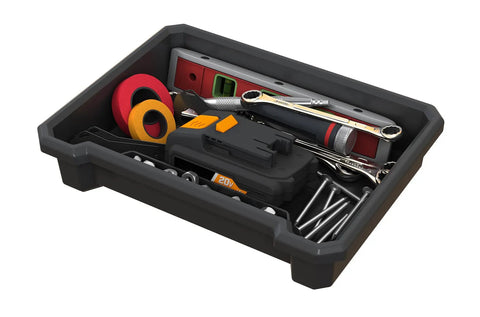 Close-up of Stack N Roll Modular DIY Toolbox For Home Projects, Lightweight Yet Durable, Water Resistant Black Organizer