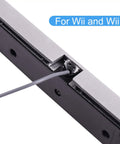 Replacement Wired Infrared Sensor Bar For Nintendo Wii And Wii U Console with close-up of cable connection