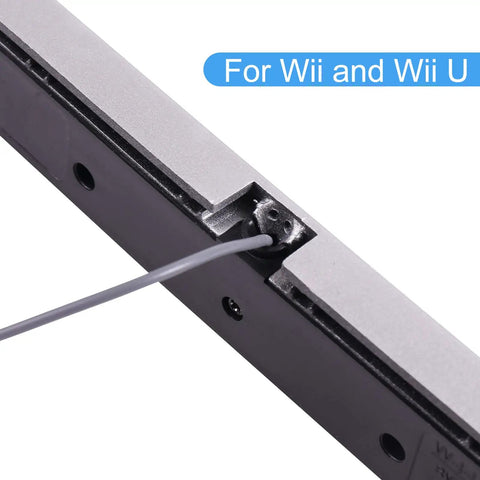 Replacement Wired Infrared Sensor Bar For Nintendo Wii And Wii U Console with close-up of cable connection