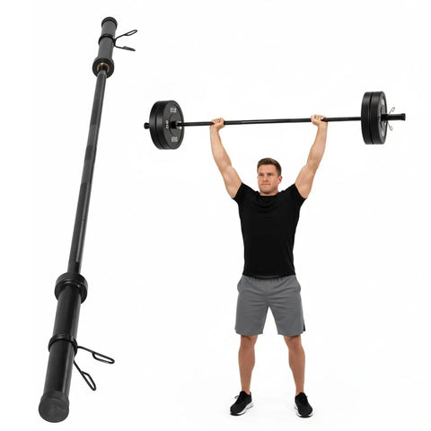 Man lifting 2.2m Straight Power Barbell Bar With 1000 Lbs Weight Capacity For Strength Training Enhanced Textured Grip And Upgraded Bearing