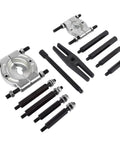Badass Hub Axle Puller Set For Mechanics With 12 Piece Bearing Separator Kit Featuring 5 Ton Capacity And 2 In 3 In Jaws Fits Any Garage Job Strong Steel Construction Heat Treated For Durability With Black Oxide Finish To Stop Rust Wear And Tear, 12-piece parts layout