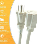 Outdoor Extension Power Block With Weatherproof Case, Heavy Duty Vinyl Jacket, Durable Cord, Reinforced Receptacles