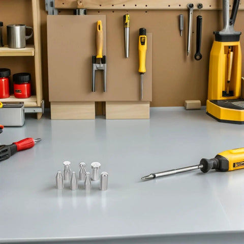 Seven Piece Dent Removal Kit For Auto Body With Seven Interchangeable Manganese Tips Portable Repair Tool on workbench