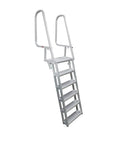 Deluxe Flip Up Dock Ladder 6 Step For Boats And Piers Marine Grade Aluminum With Stainless Hardware Folds Upright To Prevent Damage And Debris Wide Top And Steps For Easy Climbing, folded dock ladder